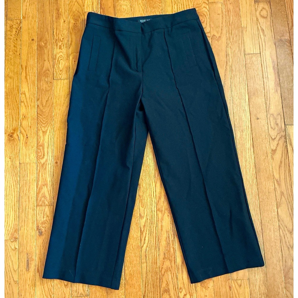 Rachel Zoe Womens Black Pleated Wide-Leg Dress Pants Stretch Knit Zip Size 12